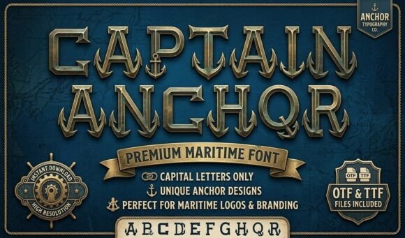 Captain Anchor: A Bold Nautical Display Font for Makers